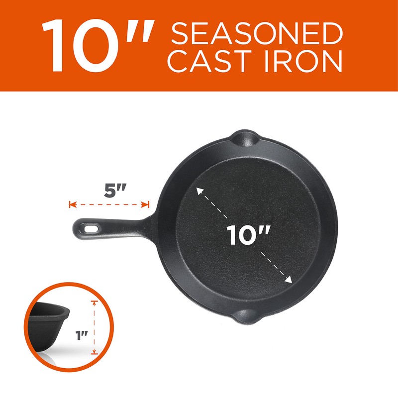 Commercial CHEF 3-Piece Cast Iron Skillet Set – 8 inch,