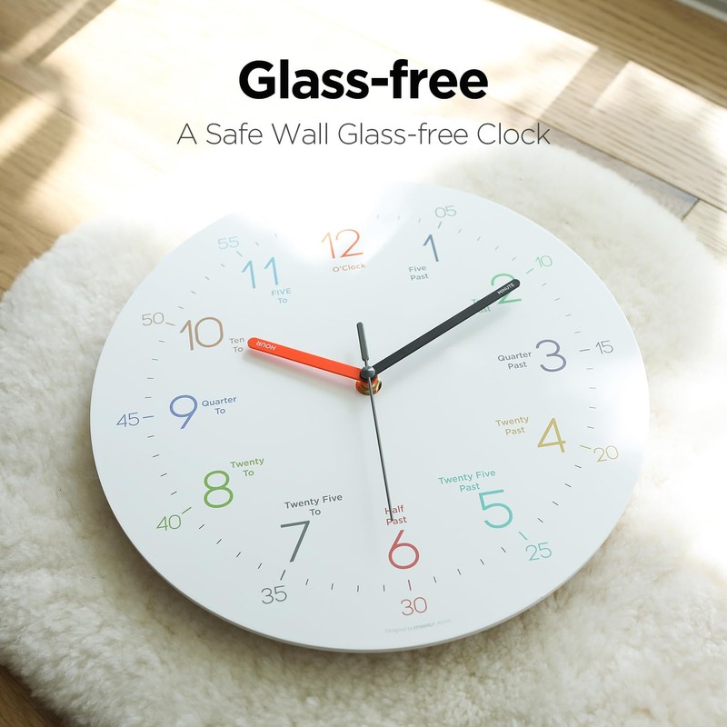 mooas 3D Numbers Modern Wall Clock, 12" Silent Non-Ticking Sweep