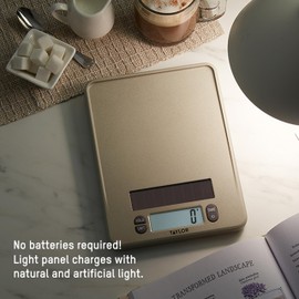 Taylor Light Powered Digital Kitchen Scale, Coffee Husk Blend Material, Solar Panel with Endless Power, No Batteries Needed, Energy-Saving, 11lb Capacity, Beige