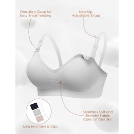 HOFISH Nursing Bras for Maternity Breastfeeding Seamless Wirefree Push Up Bras for Womens Pregnancy Everyday Comfort 3Pack, 3pack:black/Grey/Elegant Pink, Small