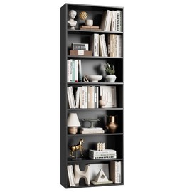 FACBOTALL 82" Tall Bookshelf, 7-Tier Open Shelves Bookcase, Freestanding Display Storage Shelves, Tall Bookcase Home Decor Furniture for Home Office, Living Room, Bedroom, Black