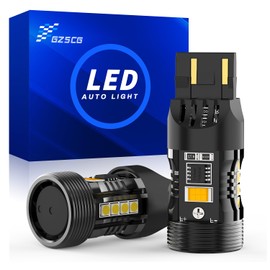 GZ5CG 7443 - Bombillas LED de conmutación Canbus sin errores, color ámbar blanco antihiper flash, 12 V, 28 W, 2000 lúmenes con ventilador turbo para luces de estacionamiento DRL, enchufe estándar, 2