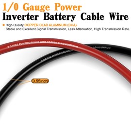 1/0 Gauge Battery Cable Wire Copper Clad Aluminum CCA Amp Wiring Kit 40FT Black/Red for Automotive Power Ground,Car Audio Speaker,Inverter Truck with 250A ANL Fuse Holder Lug Terminal Heat Shrink Tube
