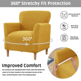 Niuoppy Armchair Covers Banquet Slipcovers, Stretch Arm Chair Covers, Single Armchair Slipcovers Anti-slip, Thicked Armchair Cover for 1 Seat Sofa Armchair Protector (Butter Yellow)