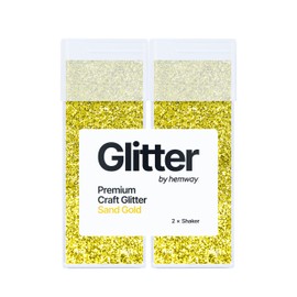 Hemway Premium Glitter Shakers - Sand Gold | Fine Metallic Flake Sequins for Resin & Epoxy Crafts | Craft Supplies for Tumblers, Festival, Hair, Face, Body, Eye & Nail Art | 130 g (2 Pack)