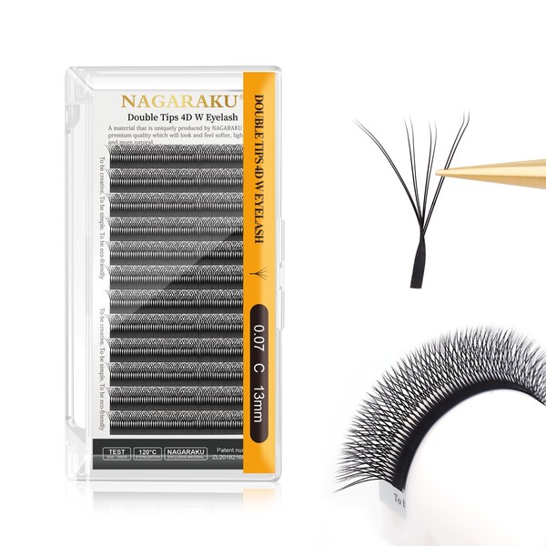 NAGARAKU Double Tips, 4D WW Eyelash Extensions, WW Shape Eyelash