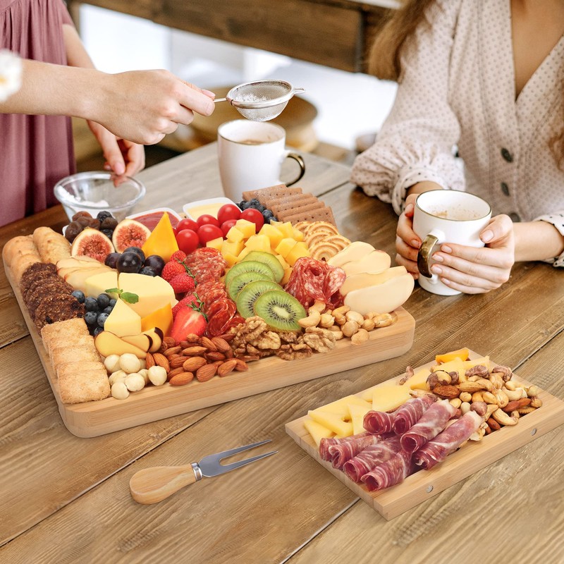 Charcuterie Board Set - FamRica Cheese Board with 2 Drawers,
