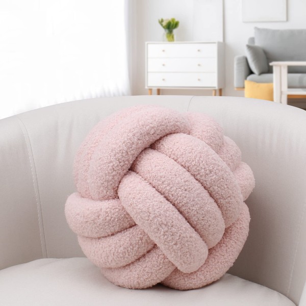 GISUREY Knot Round Pillow Ball, Handmade Knotted Plush Pillow, Cute