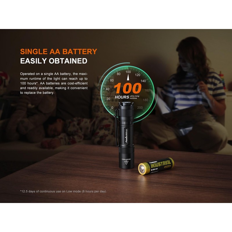Fenix E12 V3 200 Lumen Compact LED AA Battery EDC