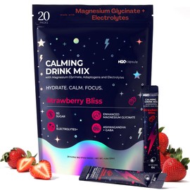 H2O Capsule Calming Drink Mix - Electrolyte Powder Packets with Magnesium Glycinate, Ashwagandha & GABA - Sugar-Free Hydration Packets for Stress Support, Focus & Calm - Organic Flavoring (Strawberry)