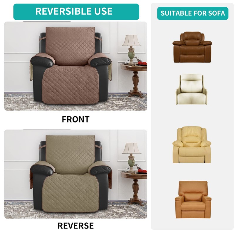 Easy-Going Waterproof Oversized Recliner Chair Sofa Cover with Pocket, 1-Piece
