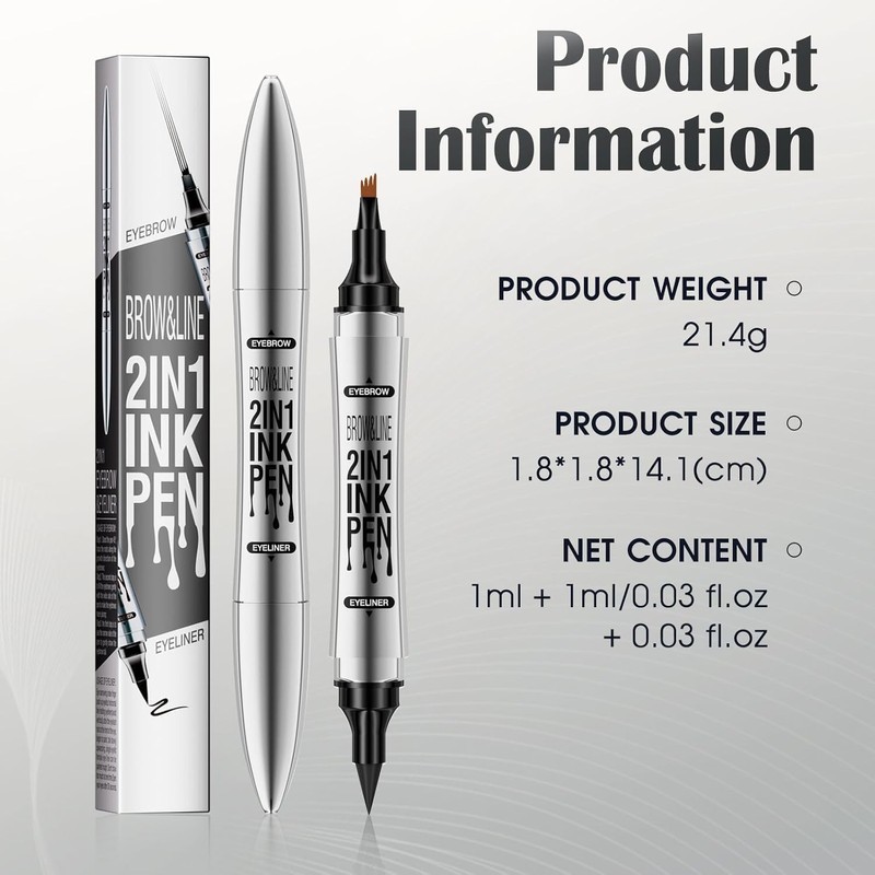 2-in-1 Magic Eyebrow Pencil, Waterproof 3D Microblading Eyebrow Pencil with