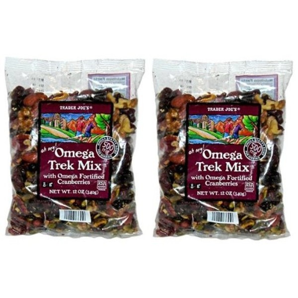 Trader Joes Omega Trek Mix with Omega 3 Fortified Cranberries (2 pack)