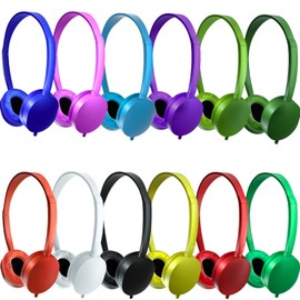 CN-Outlet Kids Headphones Bulk 25 Pack for School Students Teens Children Gift and Adults, Wholesale Wired Adjustable On Ear Headphones for Classroom(10 Colors)