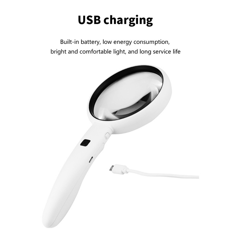 LED Magnifying Glass Set USB Charging Handheld Magnifier with Lights