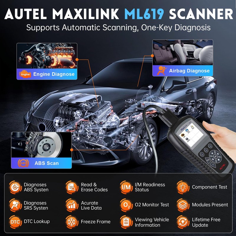 Autel Maxilink ML619 OBD2 Scanner, New Autel Scanner Upgraded Version