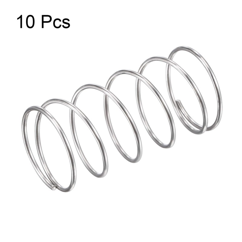 sourcing map Compression Spring,304 Stainless Steel,18mm OD,1mm Wire Size,9mm Compressed