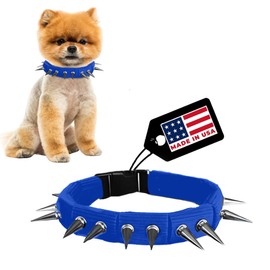CoyoteCollar Blue Dog Collars for Medium Dog Breeds; Adjustable Spiked Dog Collar by CoyoteVest