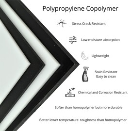 BuyPlastic White (Natural) Polypropylene Copolymer (PPC) Plastic Sheet 1/2" Thick, Size 6" x 24" Chemical, Impact Resistant Panel Dimensions 5.75 x 23.75 in
