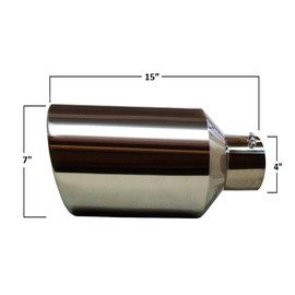 Diesel Stainless Steel Bolt On Exhaust Tip 4" Inlet 7" Outlet 15" Long