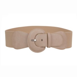 Gunsound Women's Wide Stretchy Cinch Belt Vintage Chunky Buckle Elastic Belts for Dress (Suit For Waist Size (27"-35"), Light Khaki)