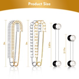 8 Pcs Brooch Pins for Women, Brooch Pns Safety Pins for Crafting, Faux Crystal Pearl Brooches for Clothing Dresses Jeans Decoration Accessories