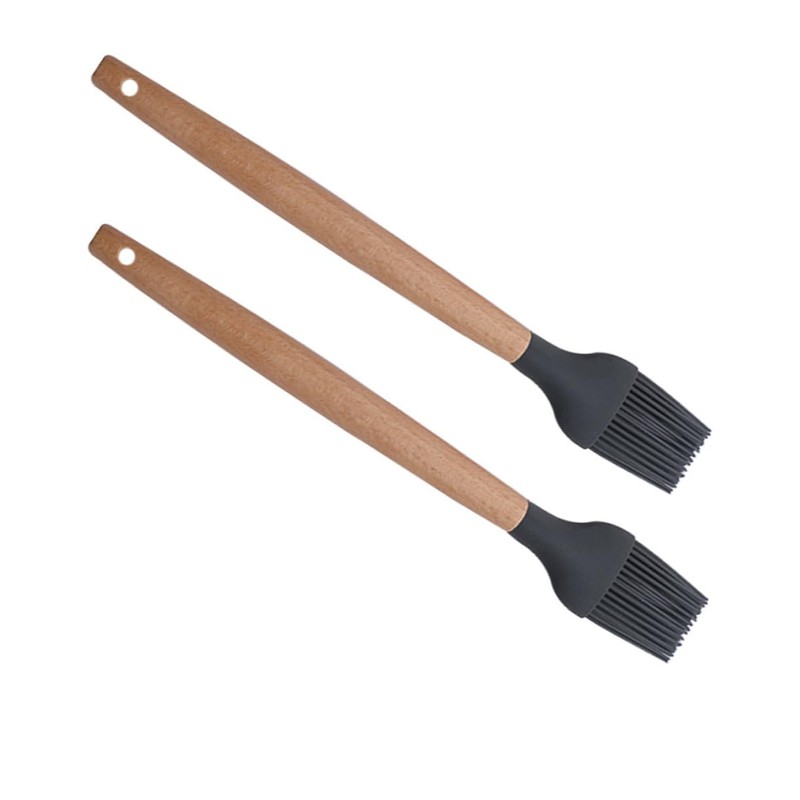 Mipcase 2sets Pastry Brush with Wooden Handle High Temperature Resistant
