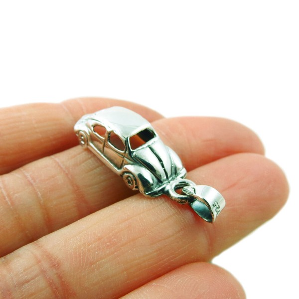 Volkswagen Beetle 925 Silver 3D VW Car Pendant Charm in a Gift Box