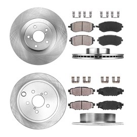 CRK13488 FRONT 292mm + REAR 286mm Premium OE 5 Lug [4] Rotors + Brake Pads + Clips [fit Forester Impreza Legacy Outback]