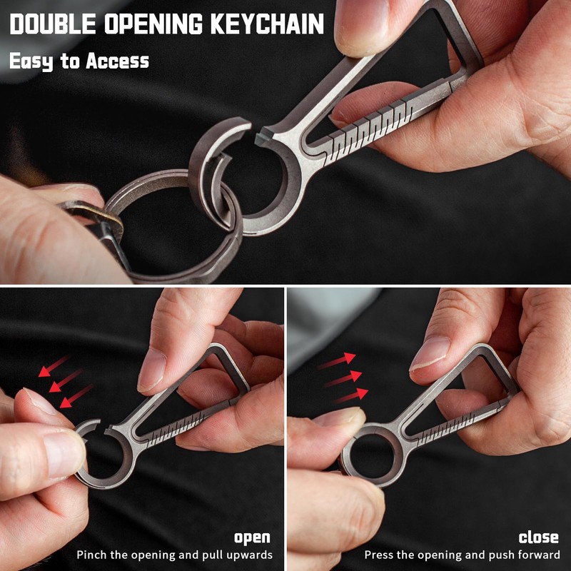 Titanium Carabiner Keychain Clip,EDC Key Chain Clip,Double-end Quick Release Hooks