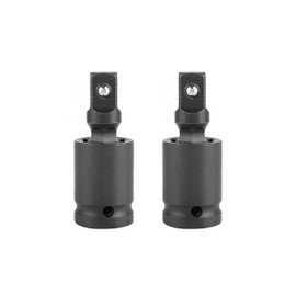 FOCMKEAS 3/8" Universal Joint Swivel Socket Adapter, Black Impact Socket Extension, CR-V Steel, 2PCS