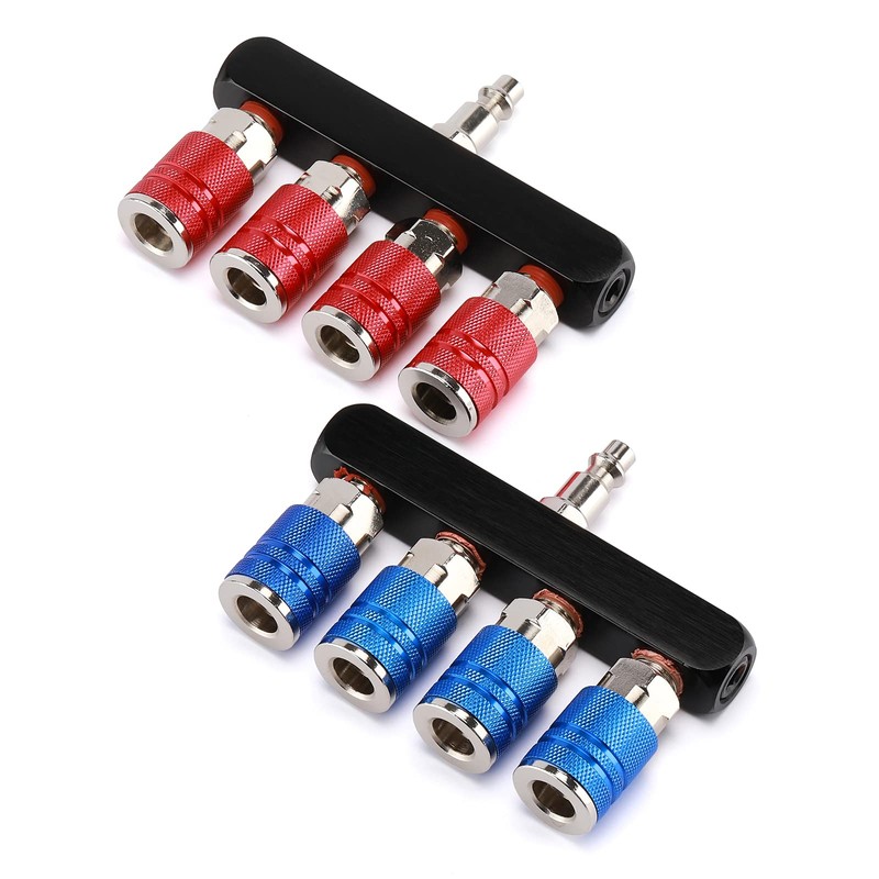 AIRTOON 2PCS 4-Way Straight Air Manifold Splitter, Line Type Air