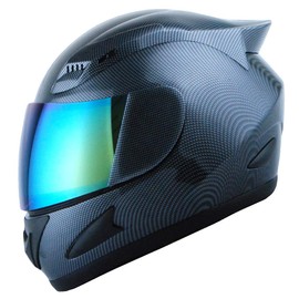 1Storm Motorcycle Bike Full FACE Helmet Mechanic Carbon Fiber Black