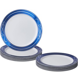 SILVER SPOONS Elegant Disposable Plates For Party - (10 Pc) Heavy Duty Disposable Dinner Set 10.25”, Fine Dining Plastic Dishes For Elegant China Look, Great Upscale Celebrations & Events, Blue