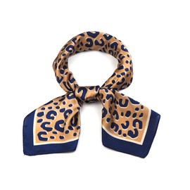 Morning Life Silk Like Scarf Women's Fashion Pattern 70x70cm Square Satin Headscarf Hair Sleeping Wraps Neck Scarf for Girls (Lepord)