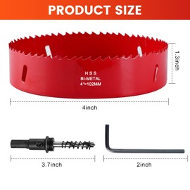 4 Inch Hole Saw, Corn Hole Drilling Cutter for Making Cornhole Boards, BI-Metal Heavy Duty Steel Blade Hole Saw Kit for Sheet Metal, Drywall, Plasterboard, Wood and Plywood