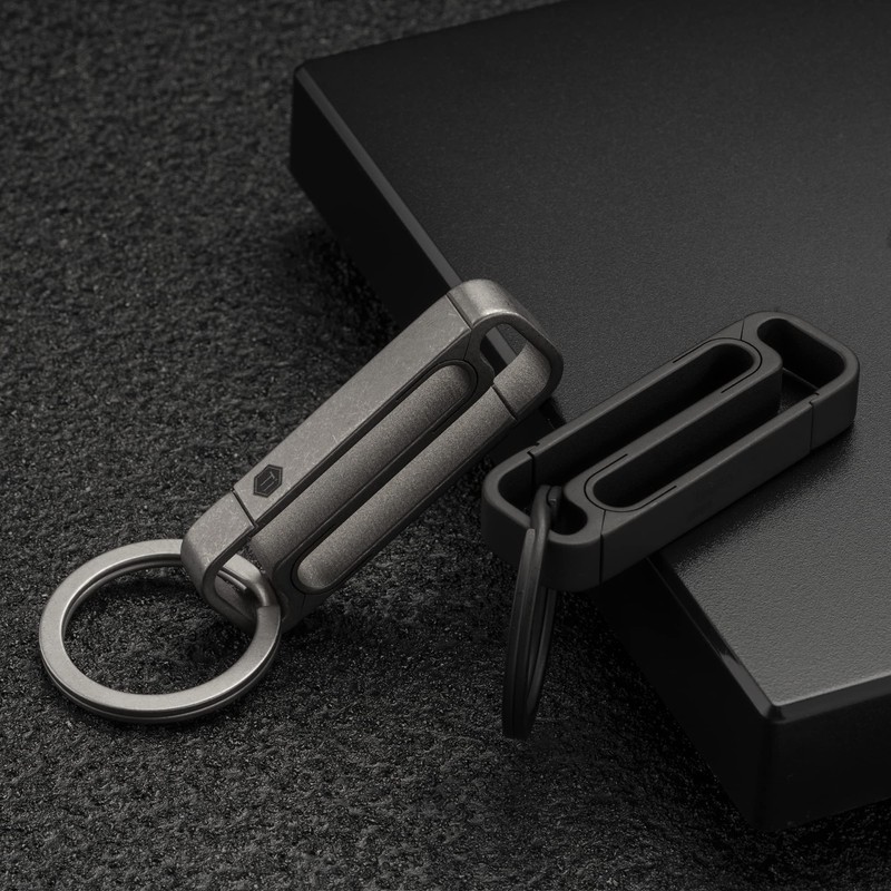 KeyUnity KM11 Titanium Carabiner, Keyring Included, S-Shaped Carabiner, Belt Loop,