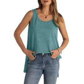 WIHOLL Summer Tank Top for Women 2024 Loose Fit Cute Comfy Plain Hem Maternity Clothes Turquoise XL