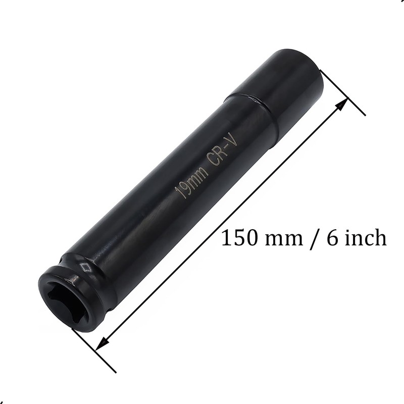 1/2" Drive by 19mm Deep Impact Socket, Heat-Treated CR-V Steel