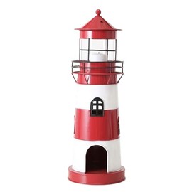 Maritime Lantern Lanterns Lighthouse Observation Tower Made of Iron Sizes (Red White, Small)