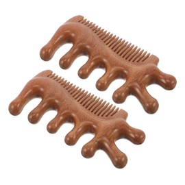 Ipetboom 2pcs Handmade Wooden Massage Comb for Scalp and Face Dandruff Removal Tool with Eye Massage Function Smooth Edges for Sensitive Skin Versatile Acupressure and Hair Growth Aid