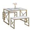 VECELO Wood Dining Table Set for 4 with Bench Kitchen