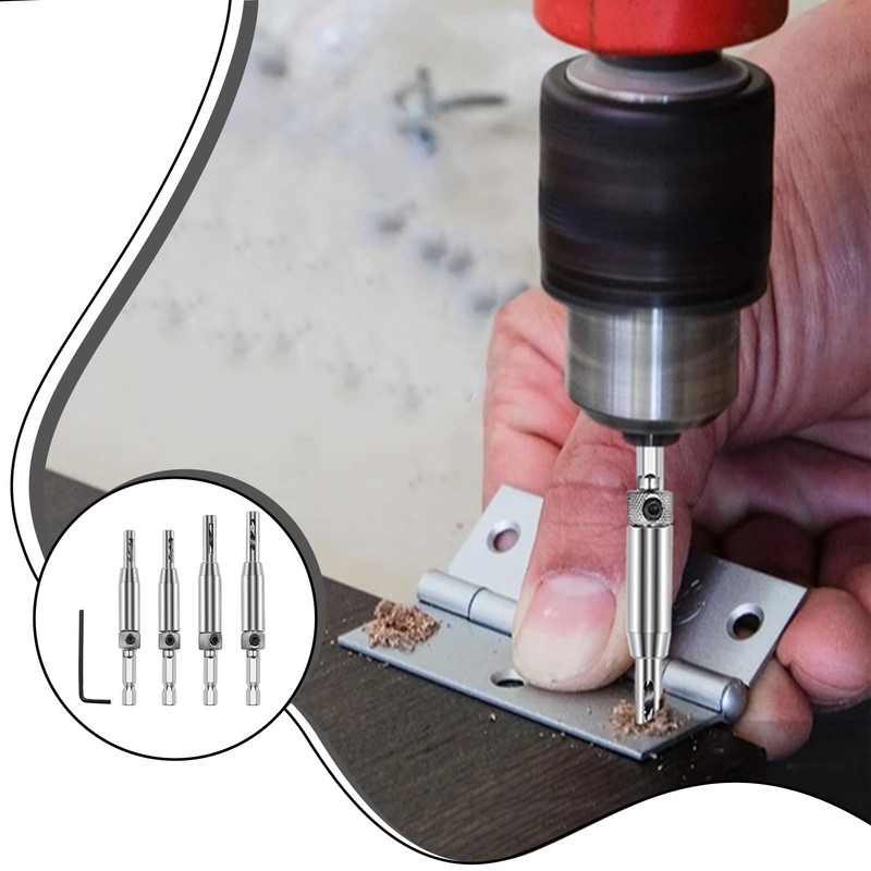 Hinge Drill Bit Self Centring, 4 Pcs Self Centering Drill