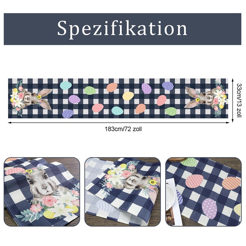 XIANNVXI Rabbit Table Runner Easter Table Runner Rabbit Easter Decoration