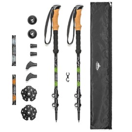 Cascade Mountain Tech Trekking Poles - Aluminum Hiking Walking Sticks with Adjustable Locks Expandable to 54" (Set of 2) , Green