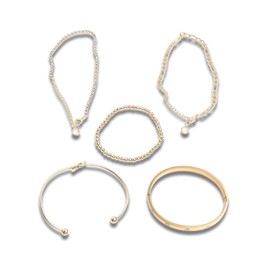 Gold Plated Bracelet, 5 Pcs Gold Bracelet for Women, Crystal Bangle Cuff Presents for Mother's Day Valentine's Day Wedding Couples and Birthdays