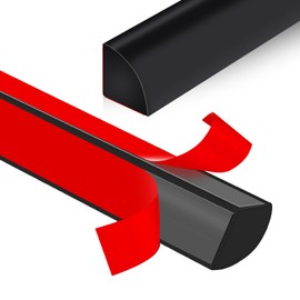 Flexible Quarter Round Molding Peel and Stick Rubber Trim Molding Double-Sided Self Adhesive Wall Corner Trim Molding for Floor, Bathrooms, Countertops (1/2” W x 1/2” H x 10 Ft, Black)