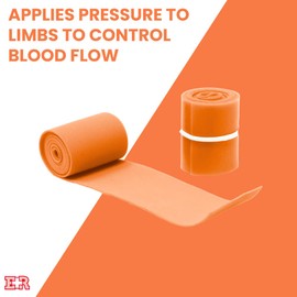 Disposable Tourniquets 1" x 18" – Latex Free, Tear Resistant Elastic Bands for First Aid, Emergency Kits, Nursing Supplies, Bulk Use, Clinic or Home – 25 Count Orange