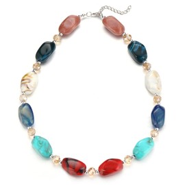 Errally Chunky Beaded Choker Necklaces for Women Large Beads Statement Necklace Collar Costume Jewelry Gifts for Her(Colorful)