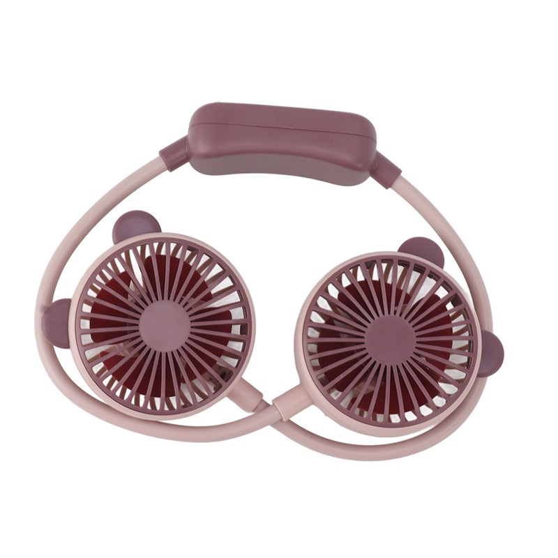 Portable Neck Fan Dual Head Bendable Wearable USB Rechargeable Hand